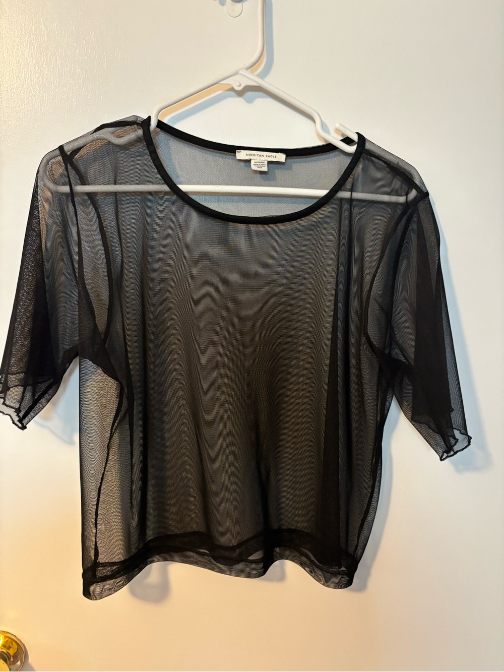 Indie Sleeze American Eagle Outfitters Black Grunge Mesh Short Sleeve Top XL